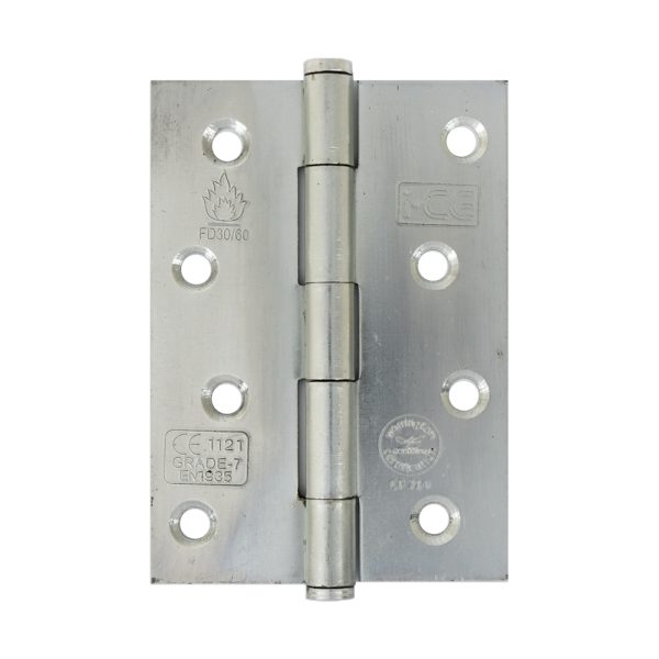 Button Tip Butt Hinge 100mm CE/UKCA Rated Bright Zinc Plated