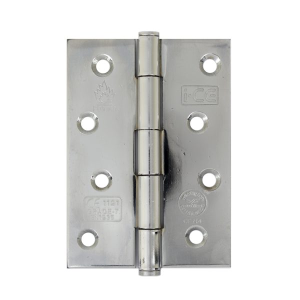 Button Tip Butt Hinge 100mm CE/UKCA Rated Chrome Plated