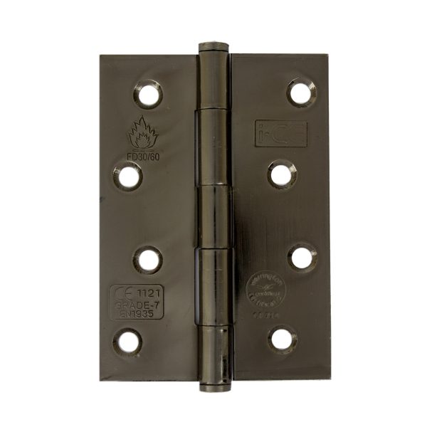 Button Tip Butt Hinge 100mm CE/UKCA Rated Florentine Bronze