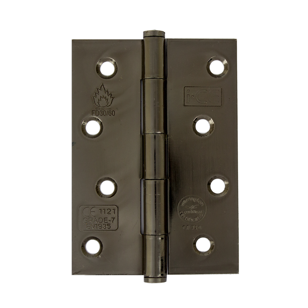 Button Tip Butt Hinge 100mm CE/UKCA Rated Florentine Bronze