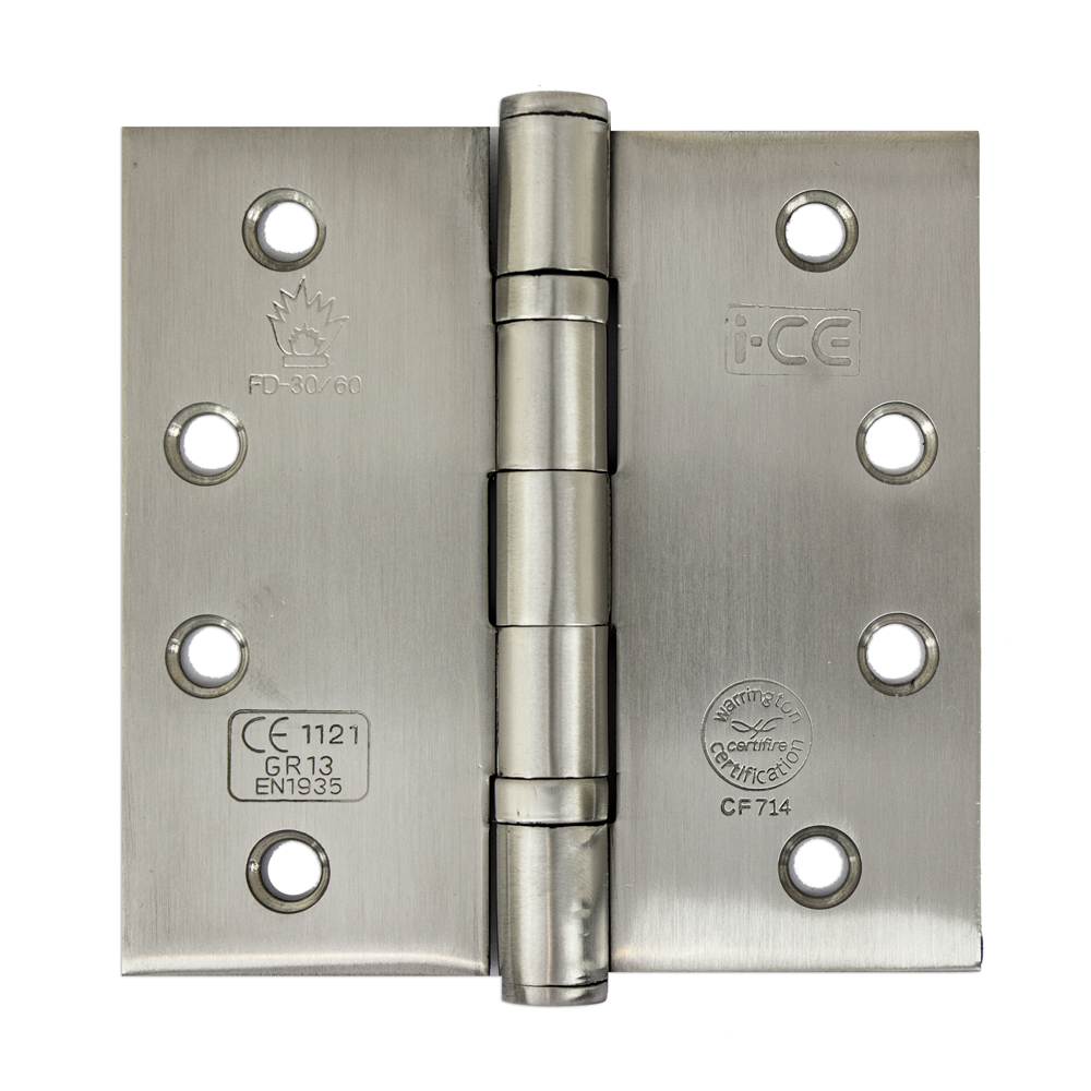 Stainless Steel Ball Bearing Hinge 100mm x 100mm CE/UKCA13 Rated Satin
