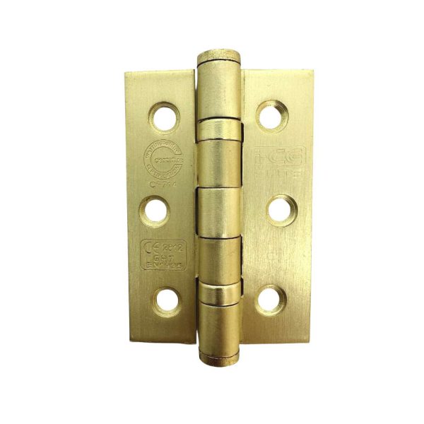 Mild Steel Ball Bearing Hinge 76mm CE/UKCA7 Rated Satin Brass