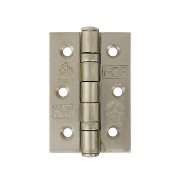 Mild Steel Ball Bearing Hinge 76mm CE/UKCA7 Rated Satin Nickel Plated