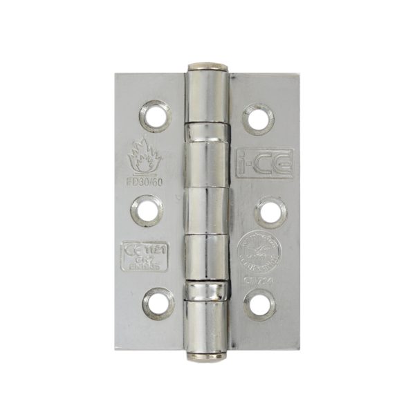 Mild Steel Ball Bearing Hinge 76mm CE/UKCA7 Rated Satin Chrome Plated