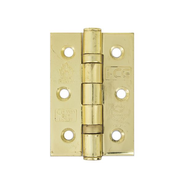 Mild Steel Ball Bearing Hinge 76mm CE/UKCA7 Rated Electro Brass
