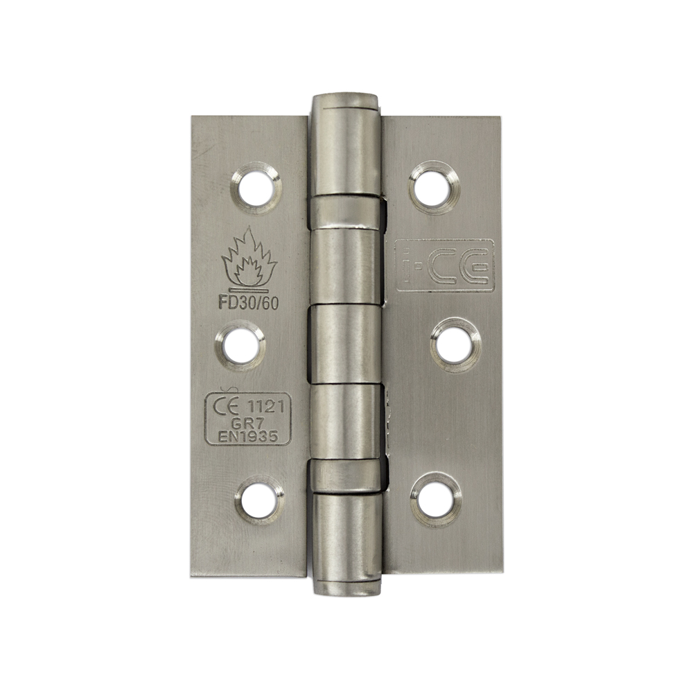 Stainless Steel Ball Bearing Hinge 76mm CE/UKCA7 Rated Satin