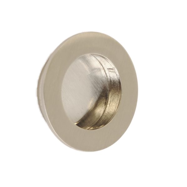 Recess Door Pull Round Satin Nickel