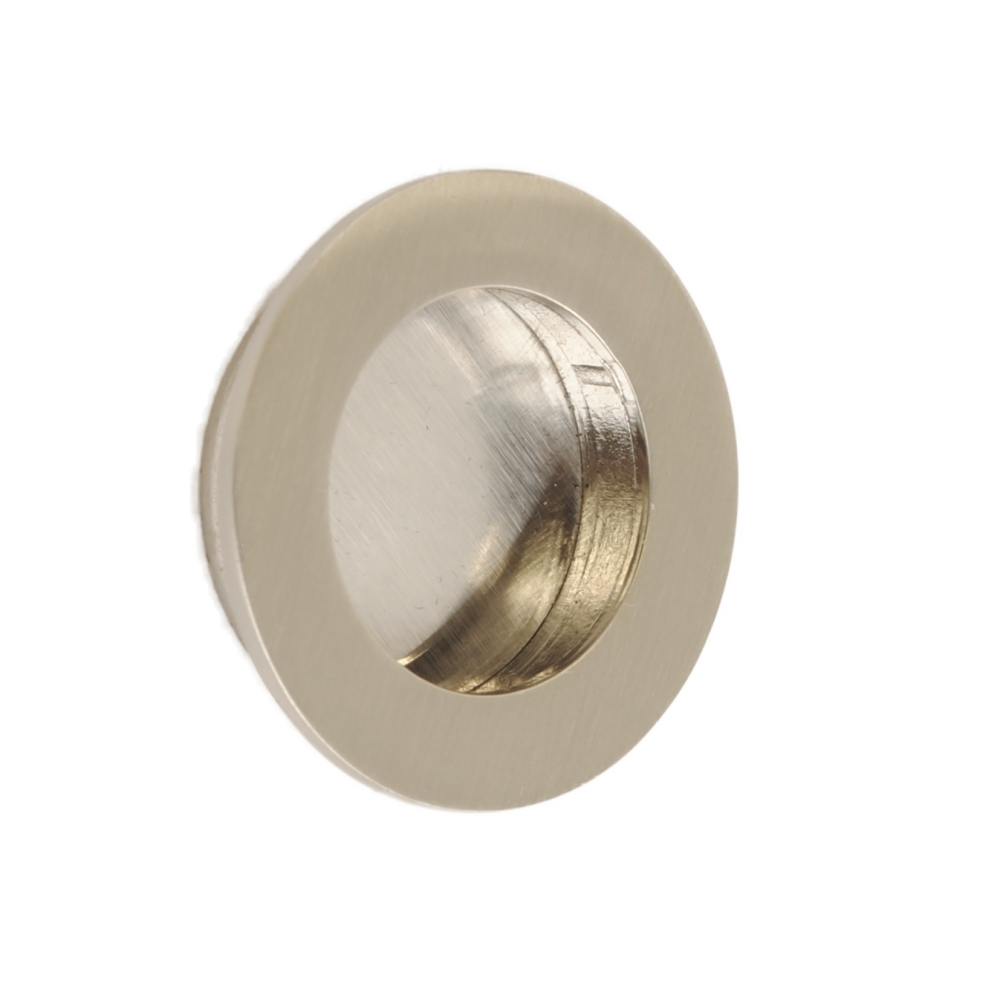 Recess Door Pull Round Satin Nickel