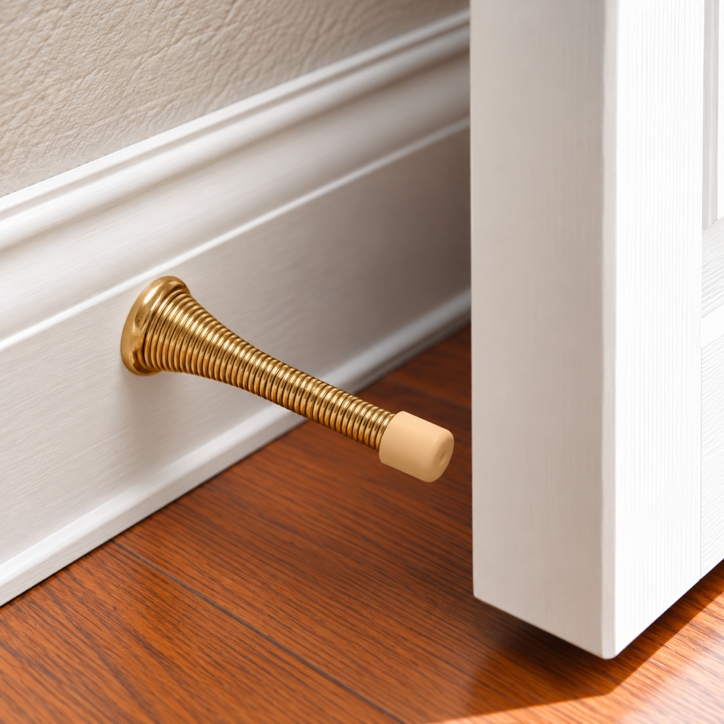 75mm Spring Door Stop in Electro Brass