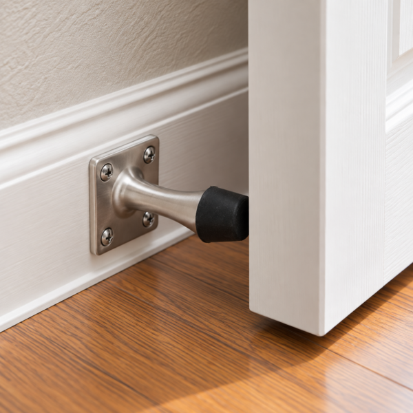 63mm Projection Door Stop with Square Base in Satin Anodised Aluminium