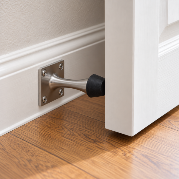 63mm Projection Door Stop with Square Base in Satin Chrome
