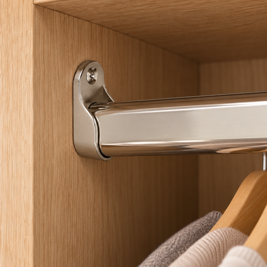 Oval Wardrobe Rail Socket in Chrome