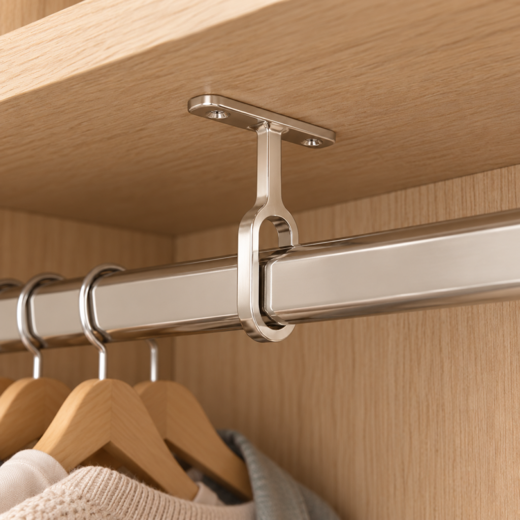 Oval Wardrobe Rail Centre Fixing in Chrome