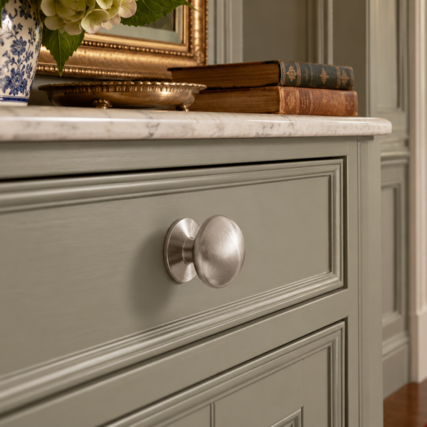 Victorian Style Cupboard Knobs in Satin Chrome