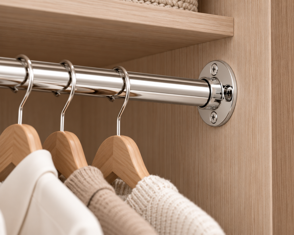 Wardrobe Rail Sockets in Chrome