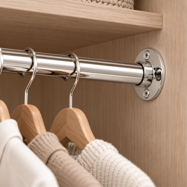 Wardrobe Rail Sockets in Chrome