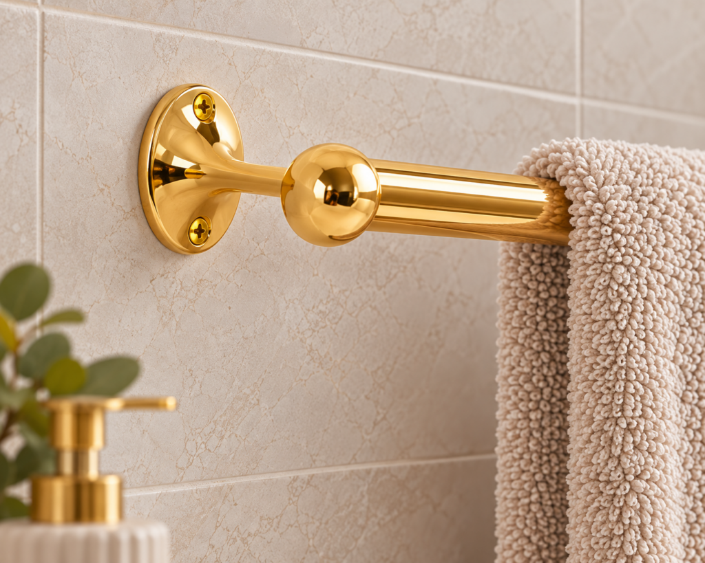 Towel Rail End Fixings in Electro Brass