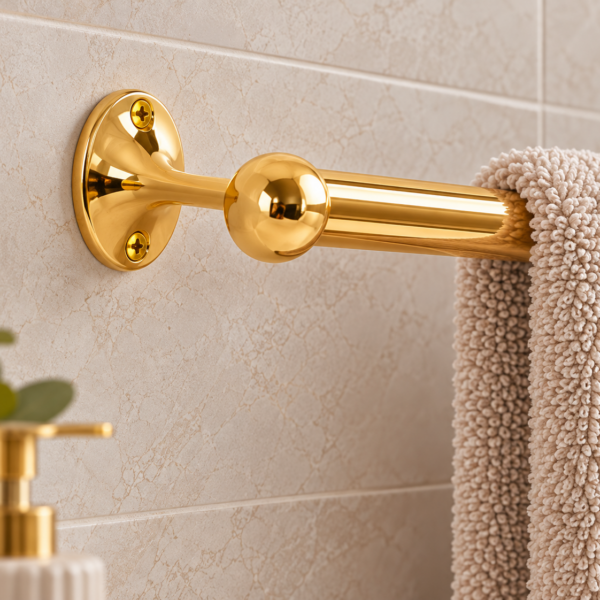 Towel Rail End Fixings in Electro Brass