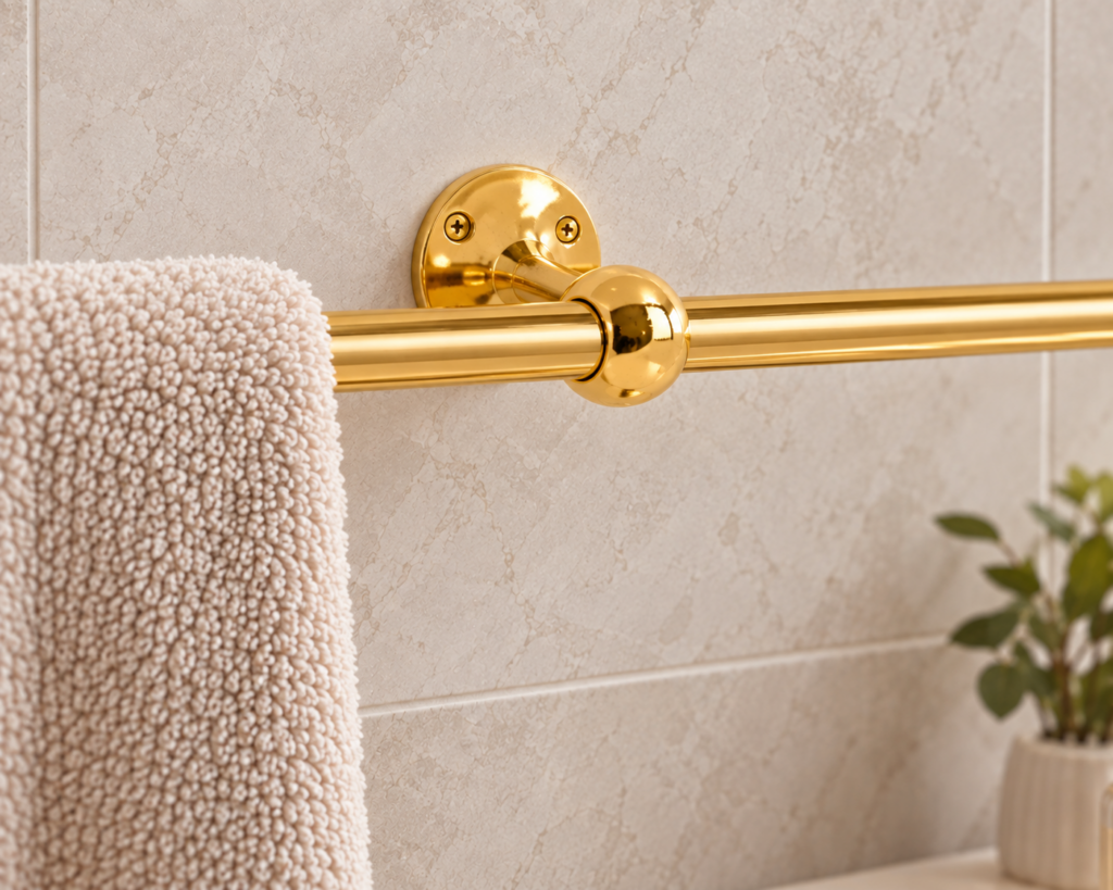 Towel Rail Centre Fixings in Electro Brass