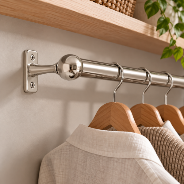 Wardrobe Rail End Fixings in Chrome