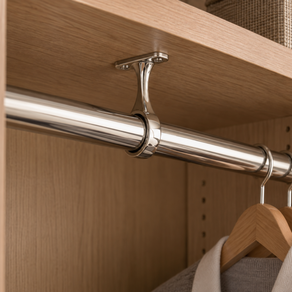 Wardrobe Rail Centre Fixings in Chrome