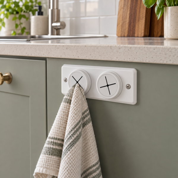 Double Towel Holder in White