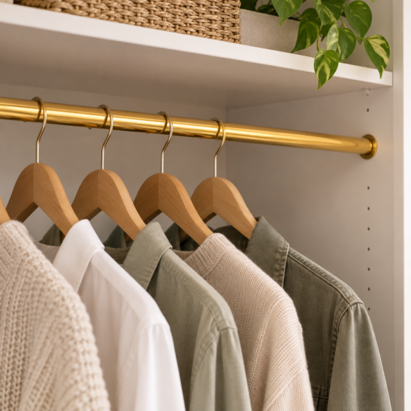 25mm Wardrobe Rails in Electro Brass