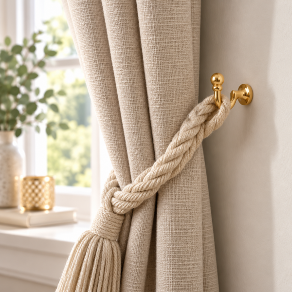 Tieback Hook Ball End Style in Polished Brass