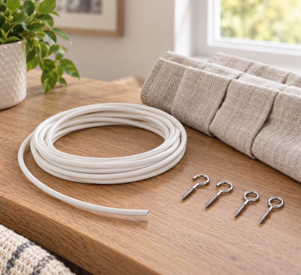 Curtain Wire 100mm (3ft) Length with Hooks & Eyes