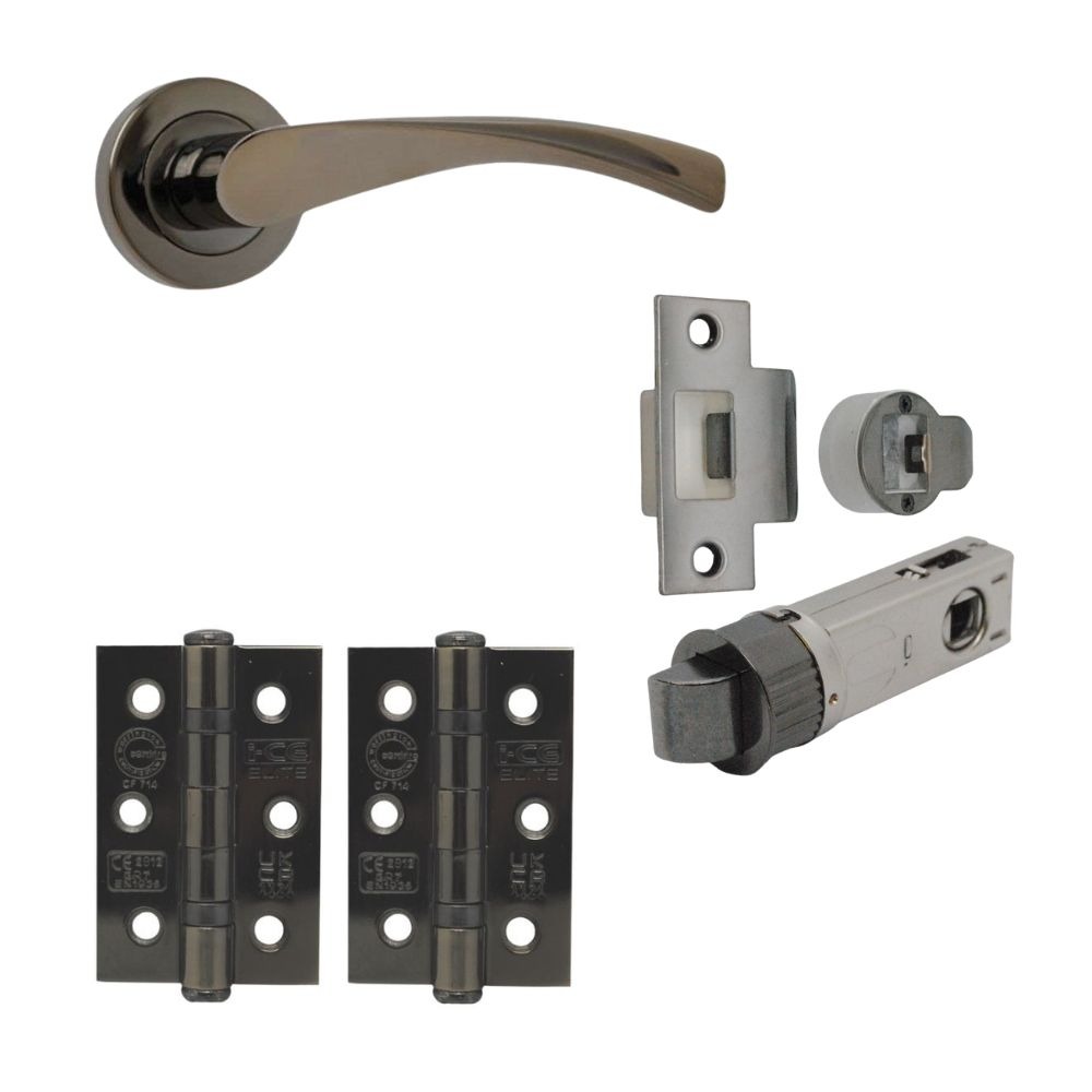 ONYX Twirl Lever on Rose Internal Door Handle Pack Black Nickel