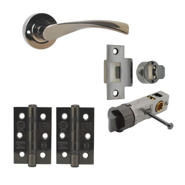ONYX Twirl Lever on Rose Internal Privacy Door Handle Pack Black Nickel