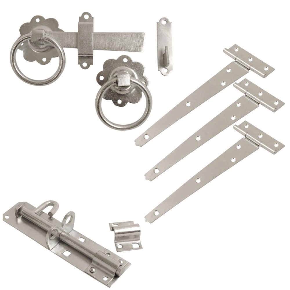 VIBE Garden Gate Kit with Bright Zinc Plated Ring Gate Latch