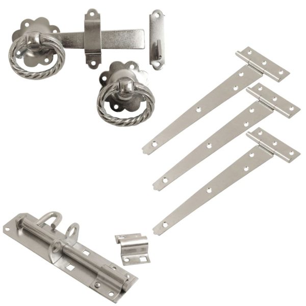VIBE Garden Gate Kit with Bright Zinc Plated Twisted Ring Gate Latch