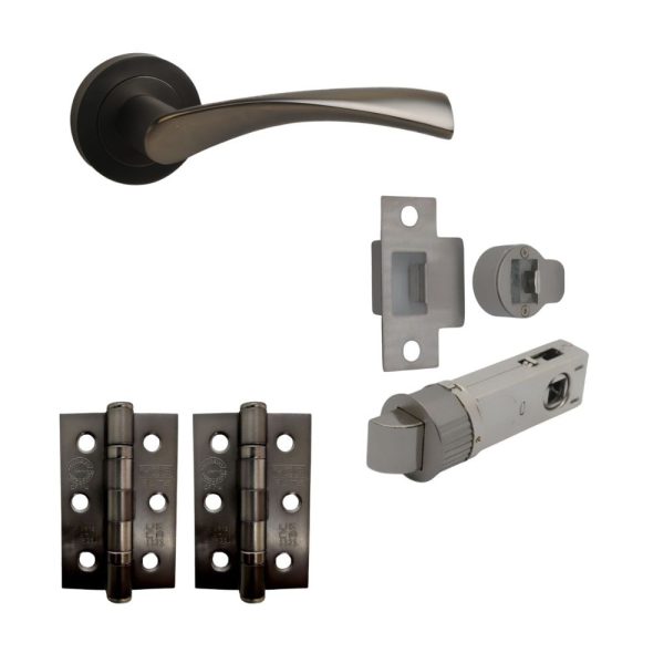 ONYX Twirl Lever on Rose Internal Door Handle Pack Gun Metal