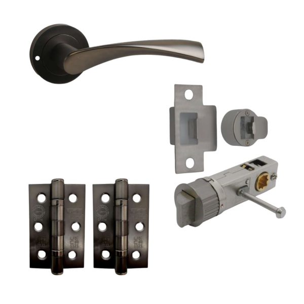 ONYX Twirl Lever on Rose Internal Privacy Door Handle Pack Gun Metal