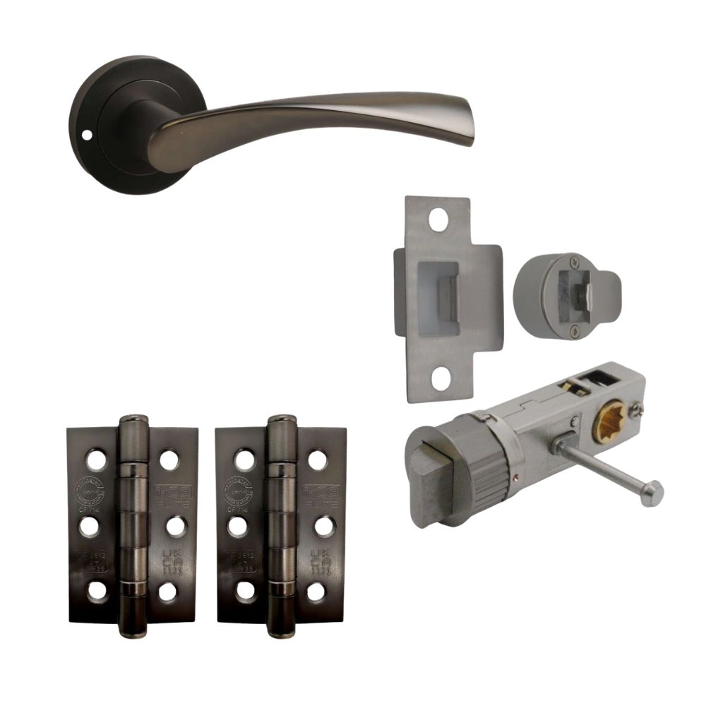 ONYX Twirl Lever on Rose Internal Privacy Door Handle Pack Gun Metal