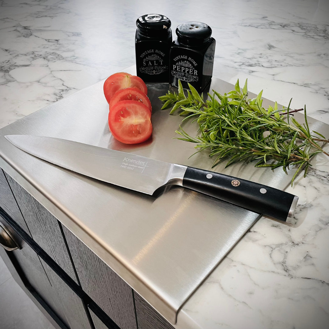 Satin Stainless Steel Chopping Board / Worktop Protector 225mm Wide x 400mm Deep