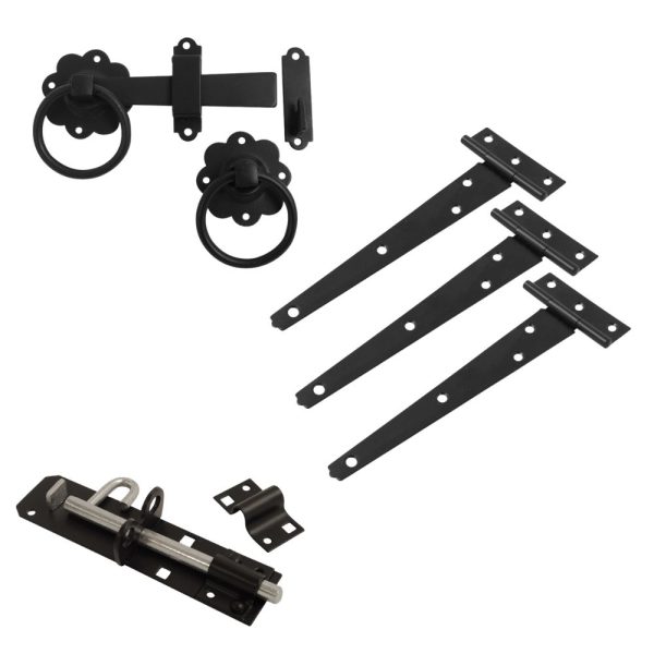 VIBE Garden Gate Kit with Matt Black Ring Gate Latch