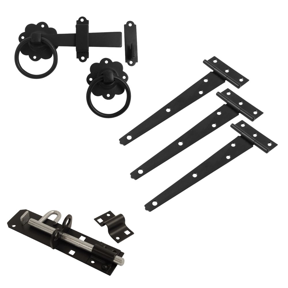 VIBE Garden Gate Kit with Matt Black Ring Gate Latch