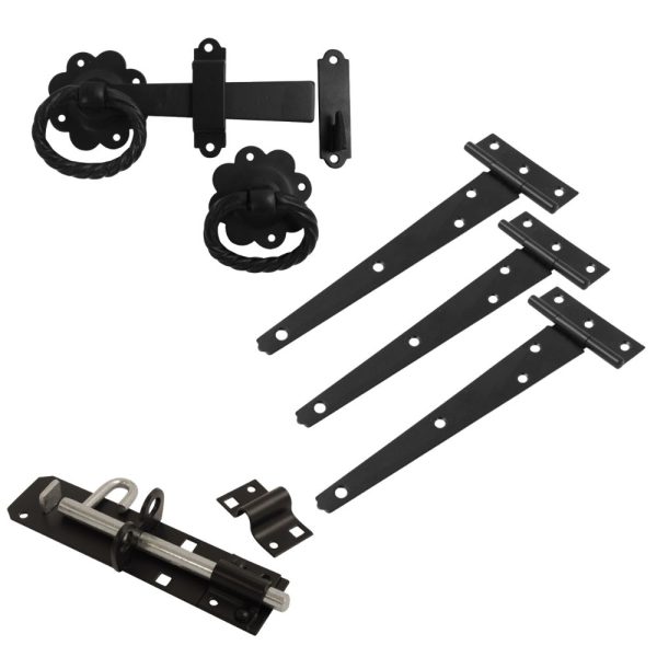 VIBE Garden Gate Kit with Matt Black Twisted Ring Gate Latch