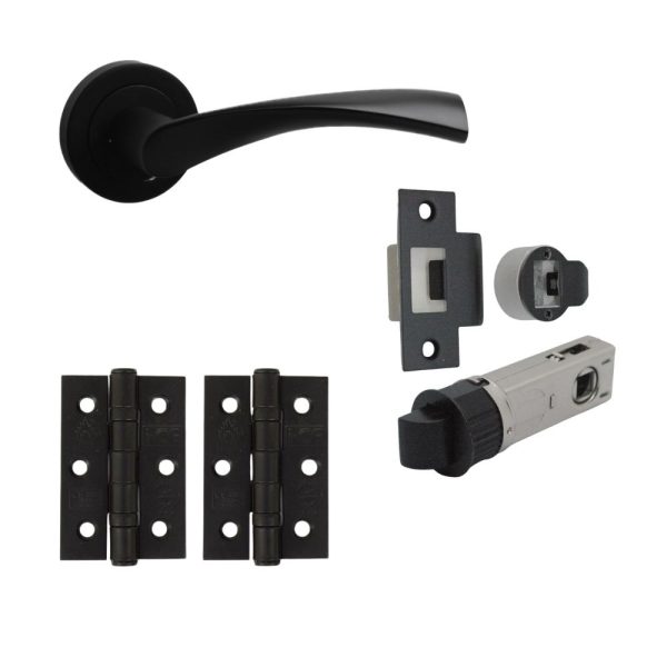 ONYX Twirl Lever on Rose Internal Door Handle Pack Matt Black