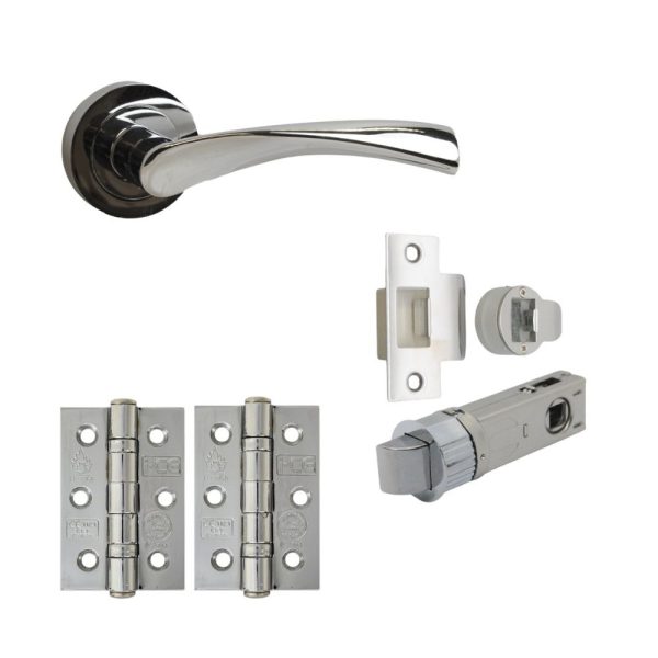 VIBE Design Twirl Lever on Rose Internal Door Handle Pack Polished Chrome