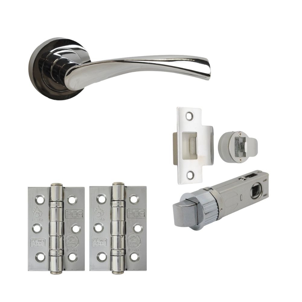 VIBE Design Twirl Lever on Rose Internal Door Handle Pack Polished Chrome
