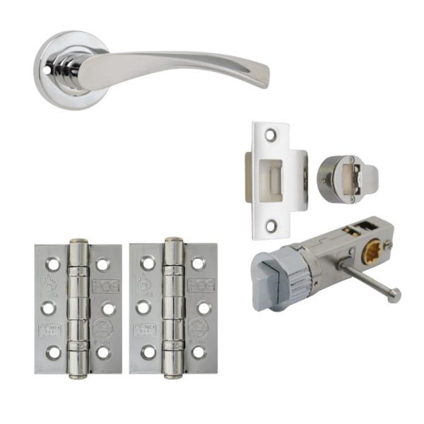 VIBE Design Twirl Lever on Rose Internal Privacy Door Handle Pack Polished Chrome