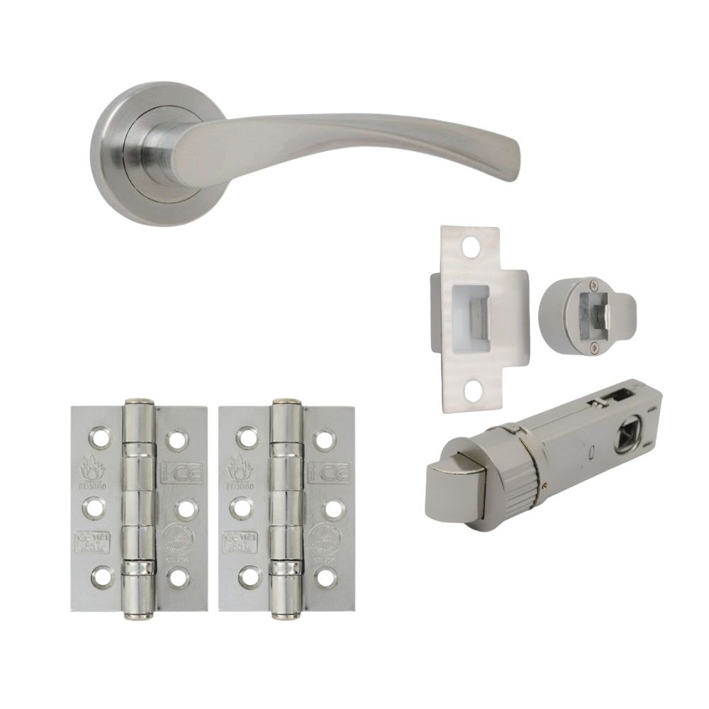 VIBE Design Twirl Lever on Rose Internal Door Handle Pack Satin Chrome