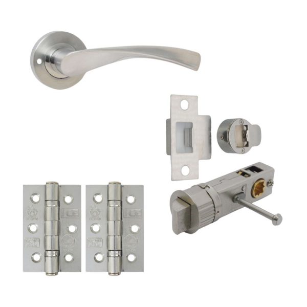 VIBE Design Twirl Lever on Rose Internal Privacy Door Handle Pack Satin Chrome